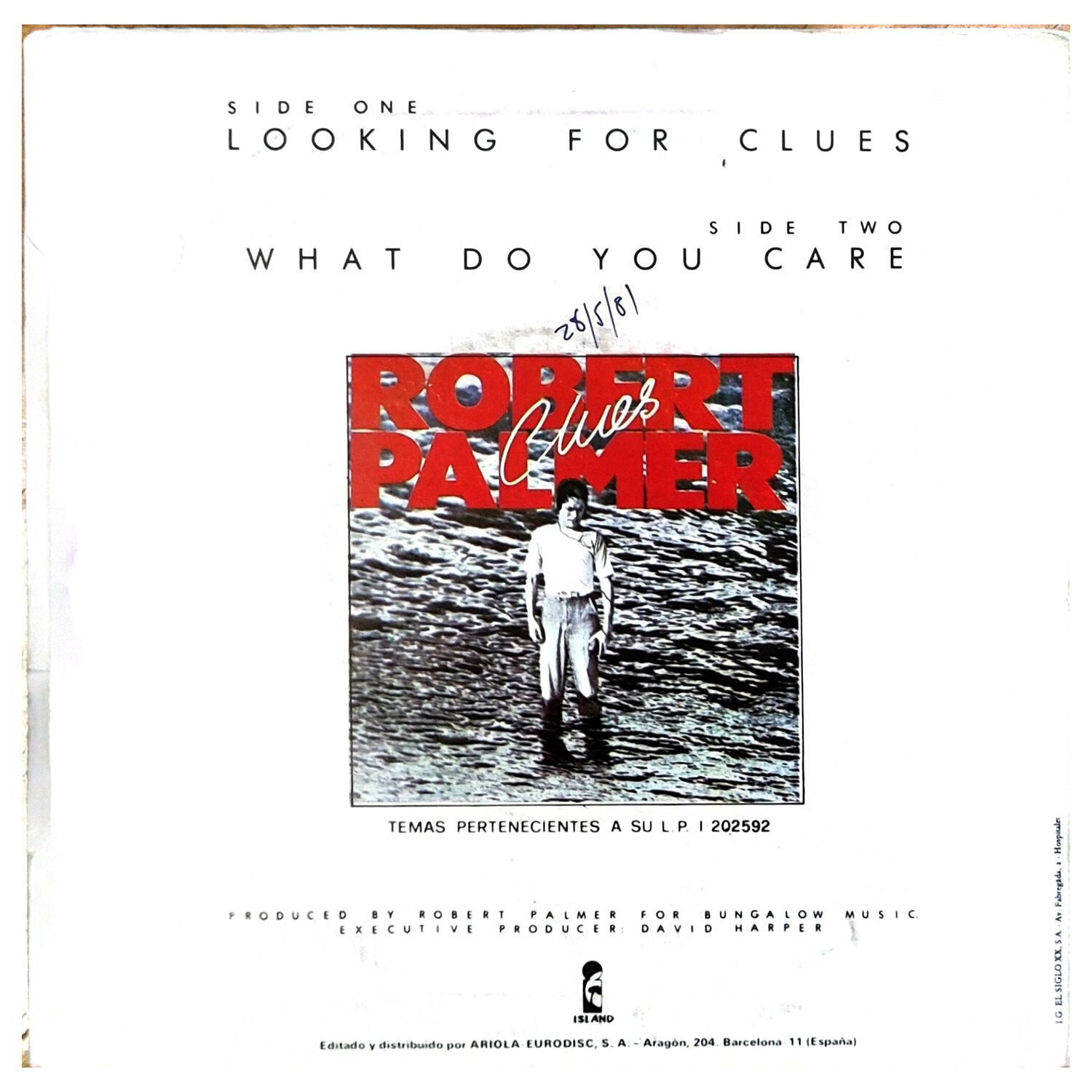 Robert Palmer - Looking For Clues | 7" Single Vinilo Usado image number 1.0