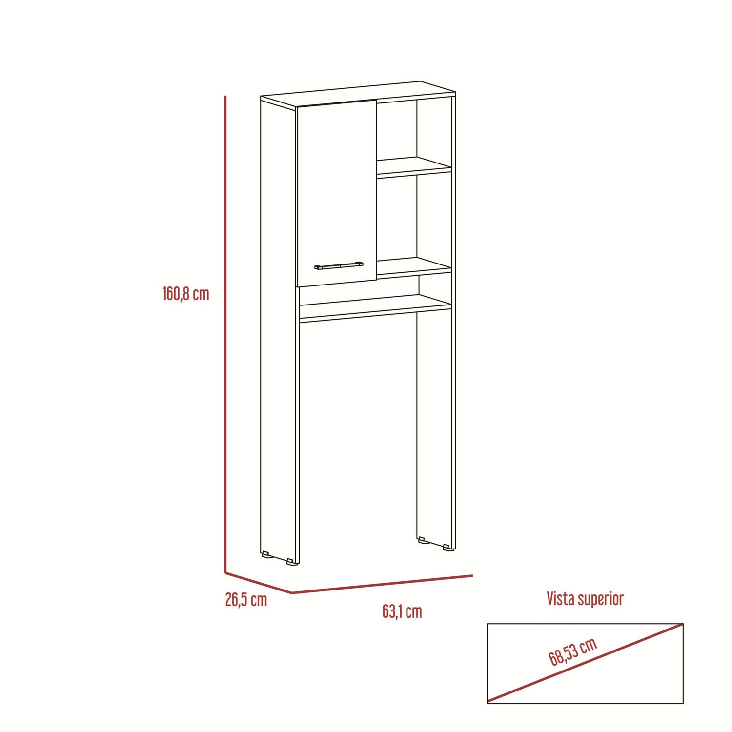 Estante Wc 1 Puerta 3 Repisas Fm-012b Blanco image number 7.0