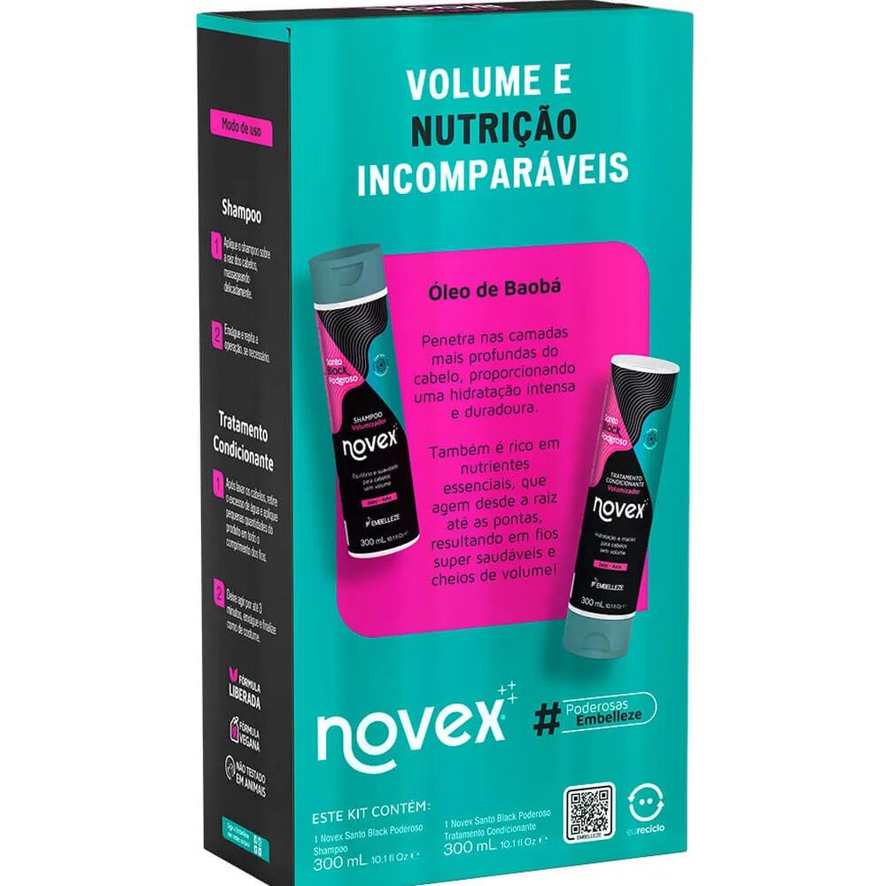 Kit Shampoo Y Acondicionador Santo Black 2x300ml. image number 2.0