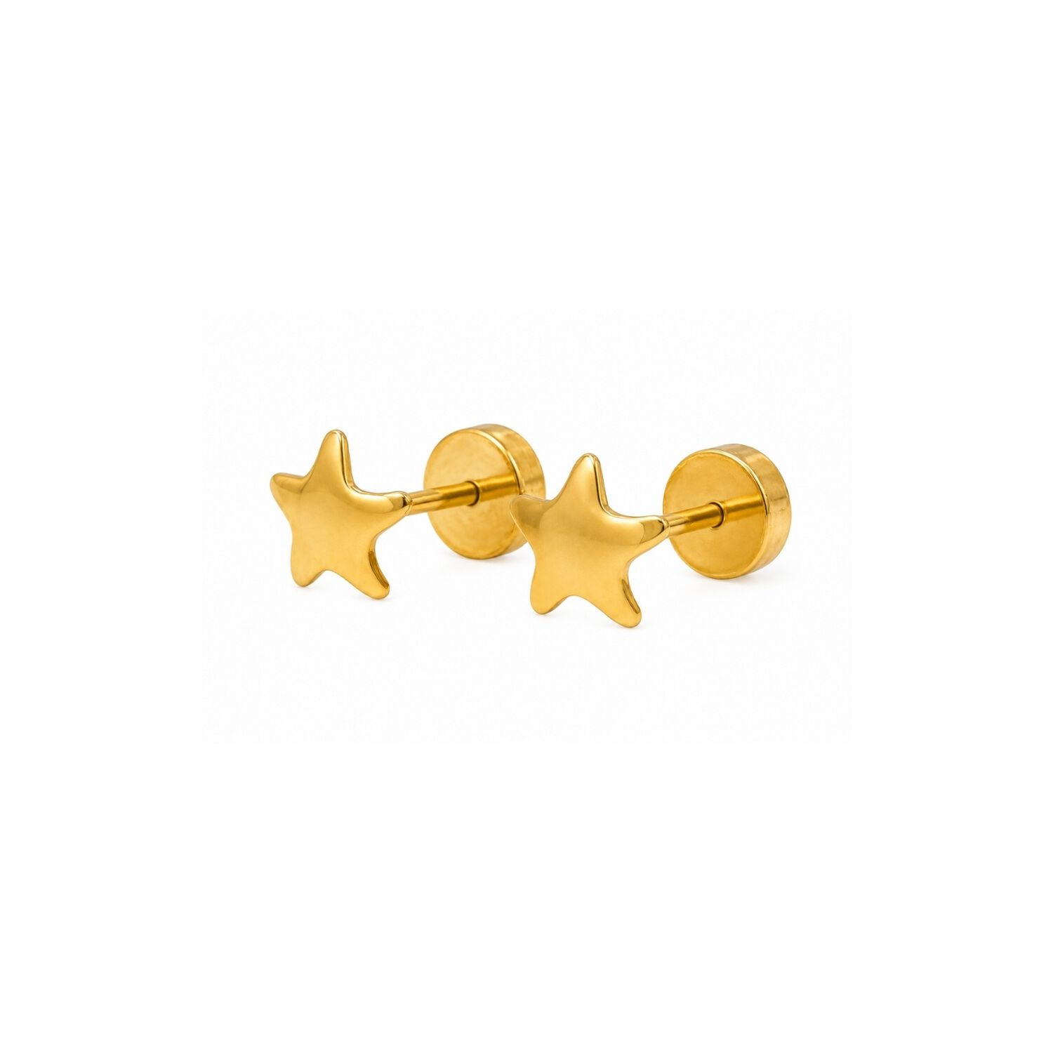 Aros Abridores Estrella Lisas 6 Mm Oro 18k Tope A Presi&oacute;n Dorado image number 1.0