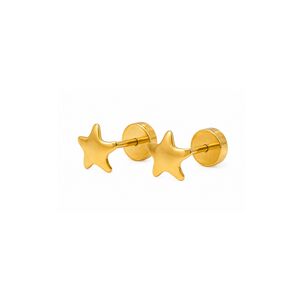 Aros Abridores Estrella Lisas 6 Mm Oro 18k Tope A Presi&oacute;n Dorado