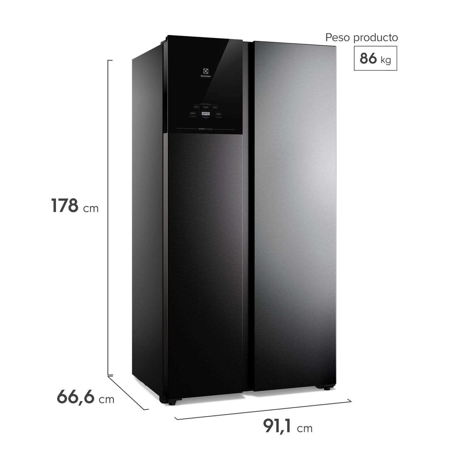 Refrigerador 522l No Frost Side By Side Inverter Es50b Black image number 2.0