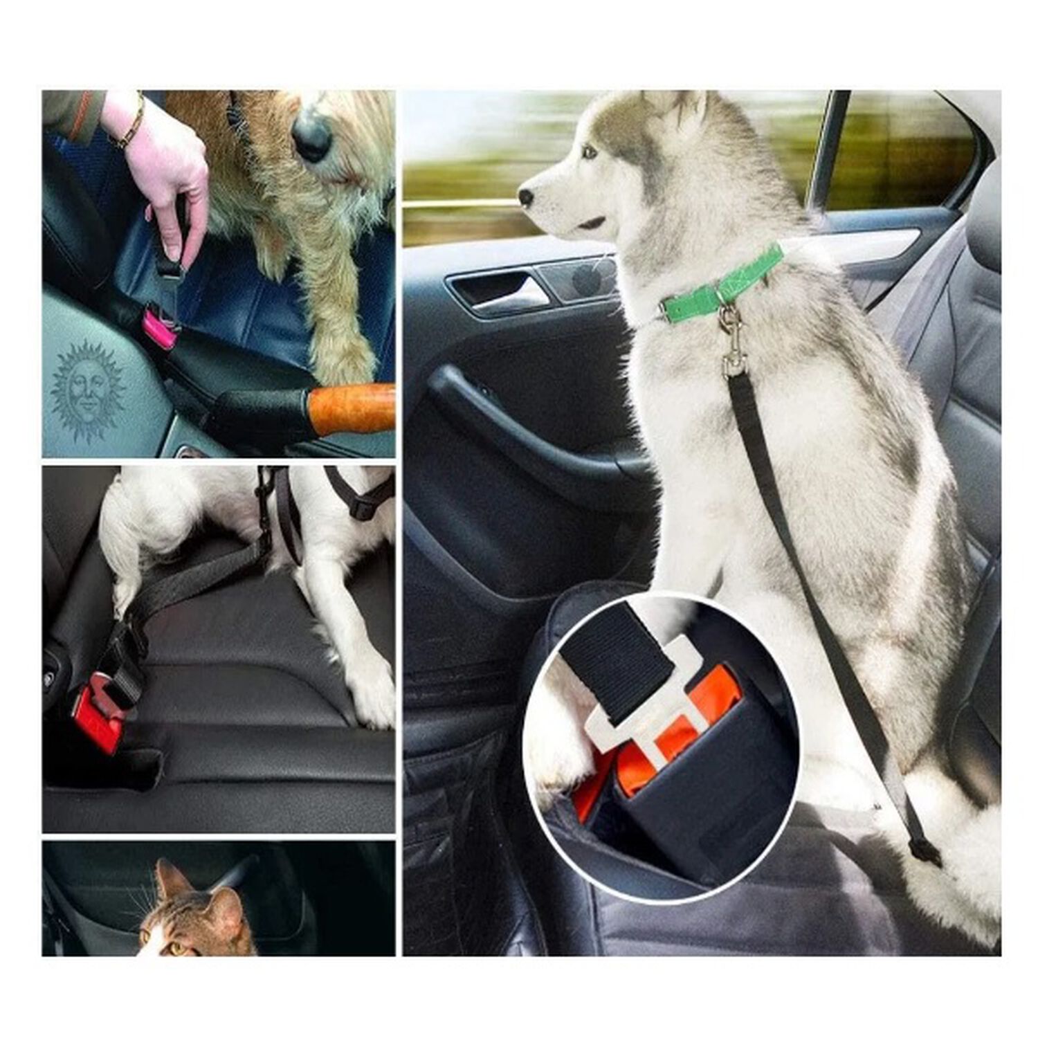 Cintur&oacute;n De Seguridad De Coche Para Perros Arnes Mascotas Correa Para Auto Gatos Y Canes image number 7.0