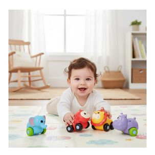 Juguete Set 4 Autos Sonajeros Estimulantes Animales Infantil