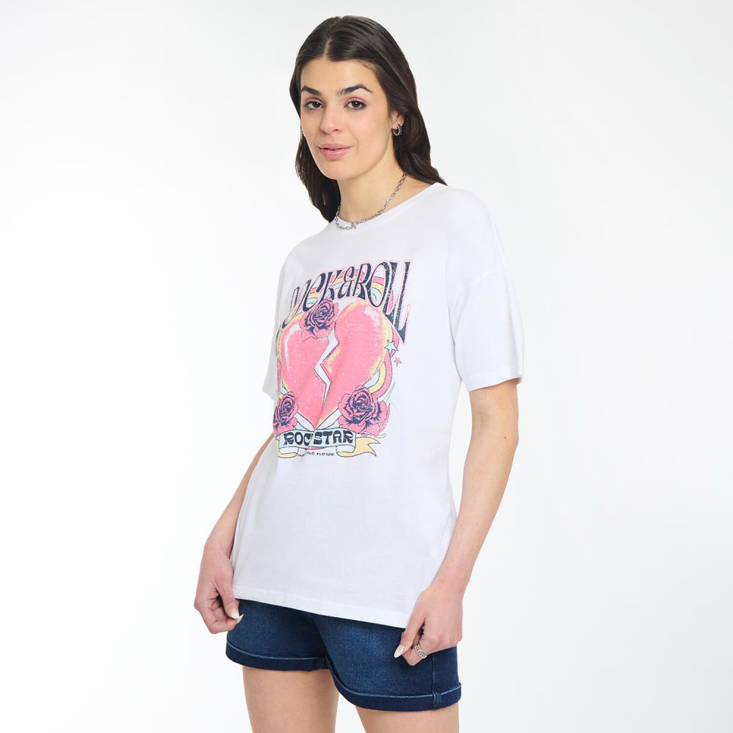 Polera Estampada Manga Corta Cuello Redondo Mujer Rolly Go image number 2.0
