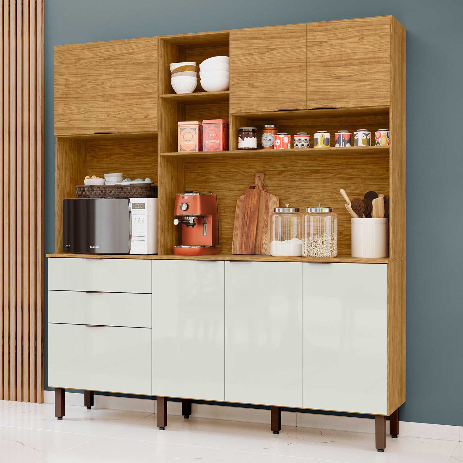 Kit Mueble De Cocina Magnolia Marrocos/ Off White 195x38x177,9 image number 0.0