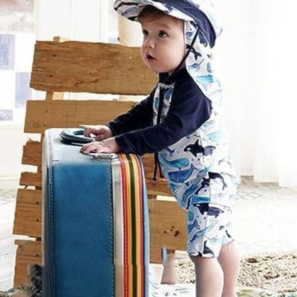 Traje De Baño Enterito Manga Larga Niño Jump Kids Ballena Azul image number 3.0