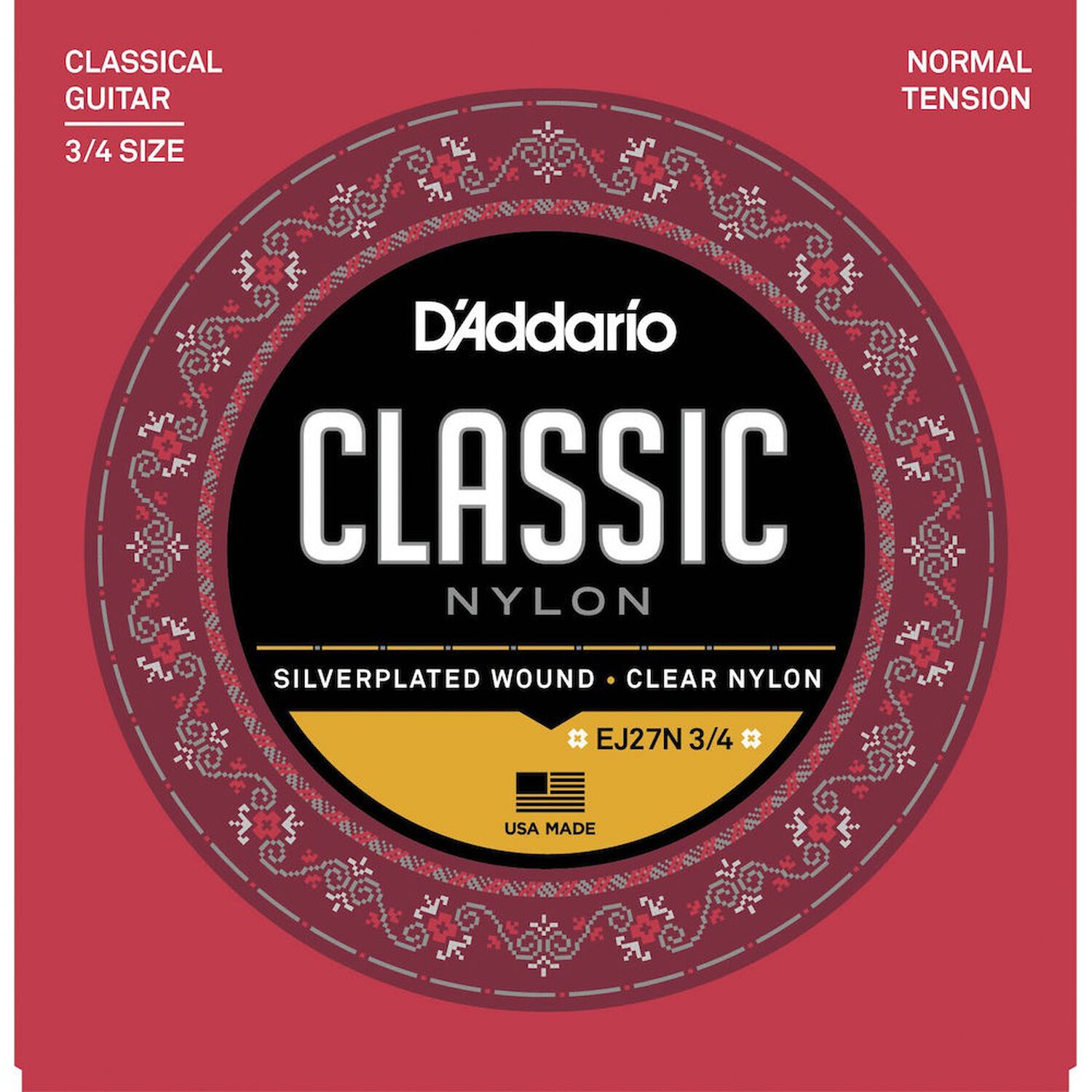 Set De Cuerdas Nylon Cl&aacute;sica3/4 N.tensi&oacute;n Ej27n 3/4 Daddario image number 0.0