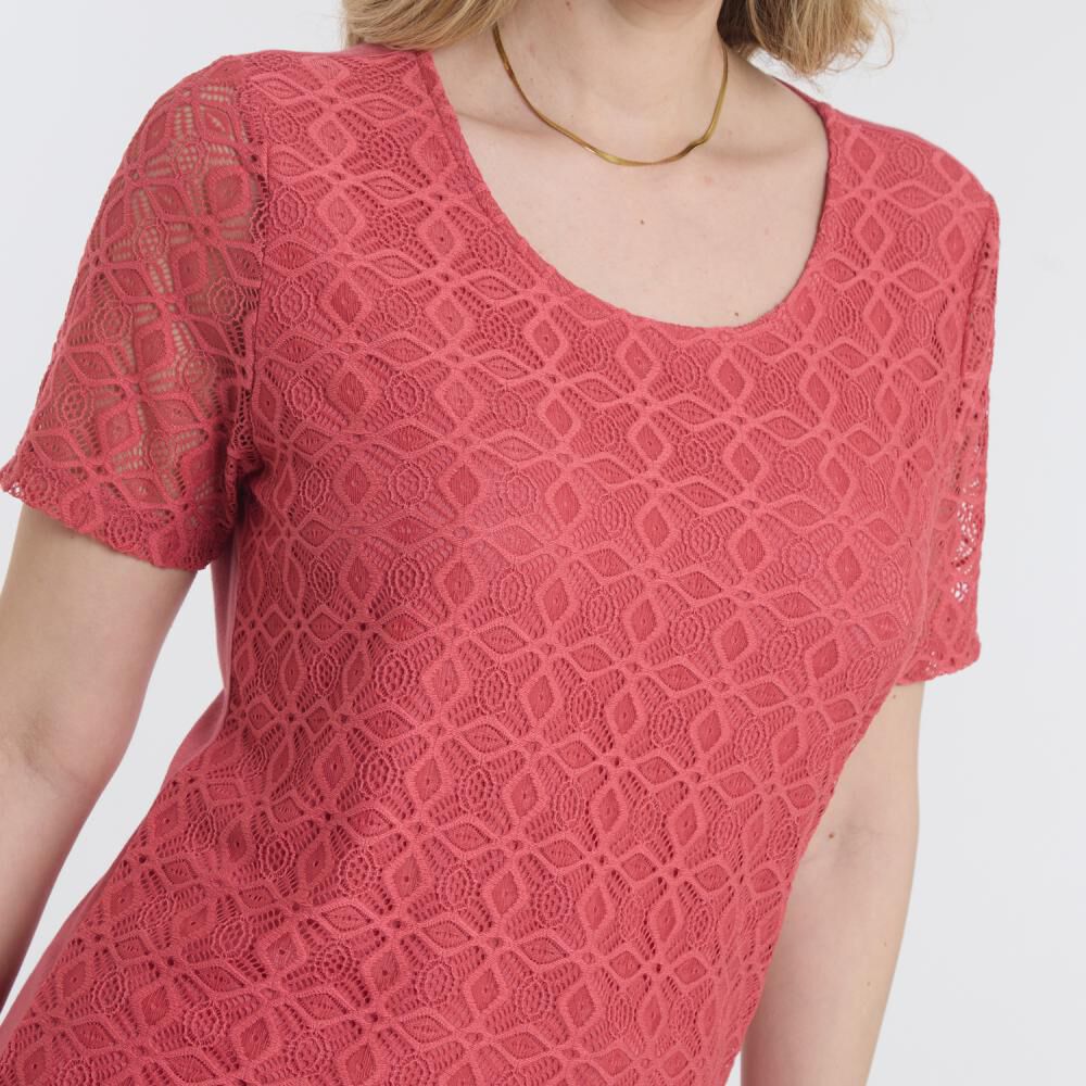 Polera Lace Delantero Manga Corta Cuello Redondo Mujer Geeps image number 4.0