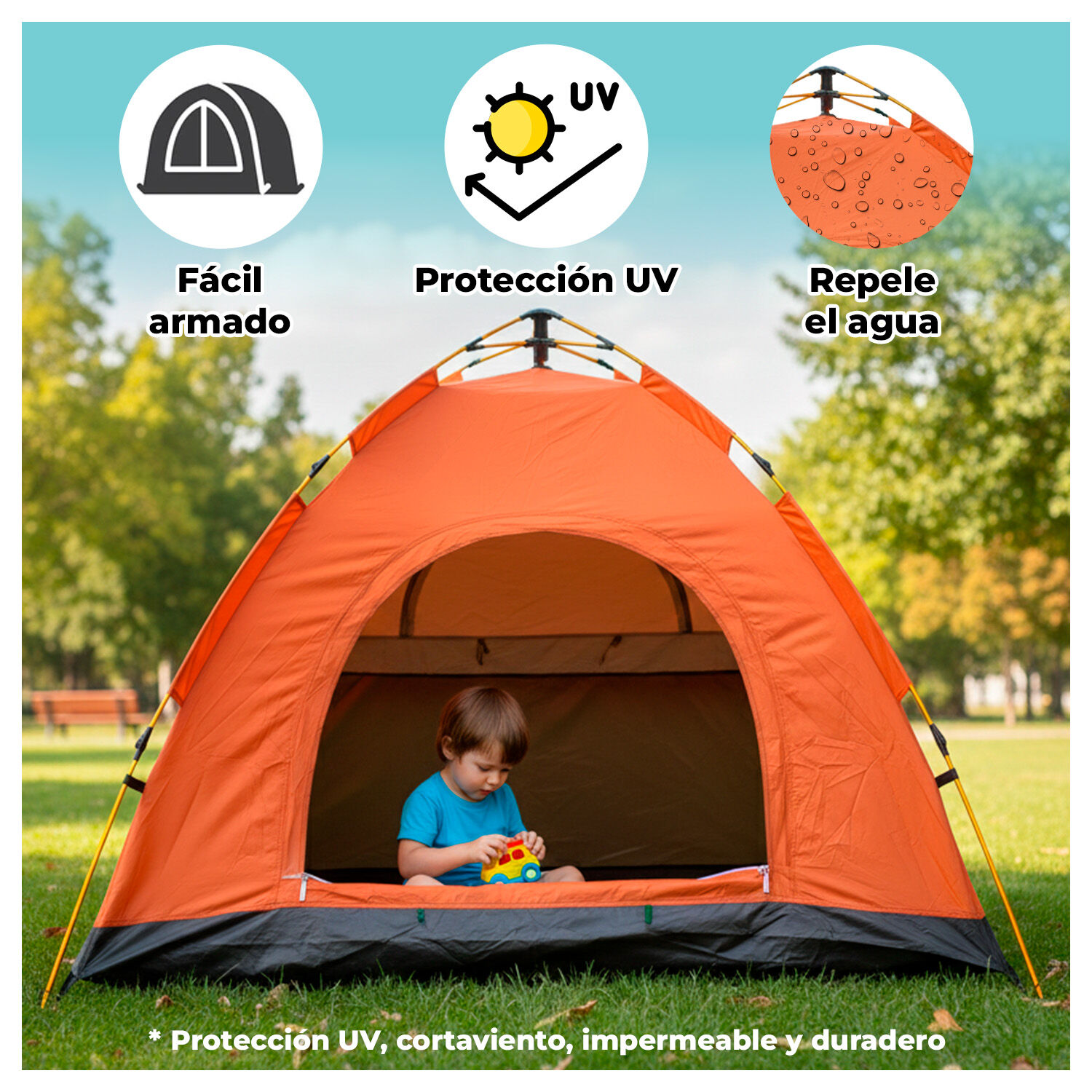 Carpa 2 Metros Para Camping Impermeable Uv Camping Y Resistente image number 1.0