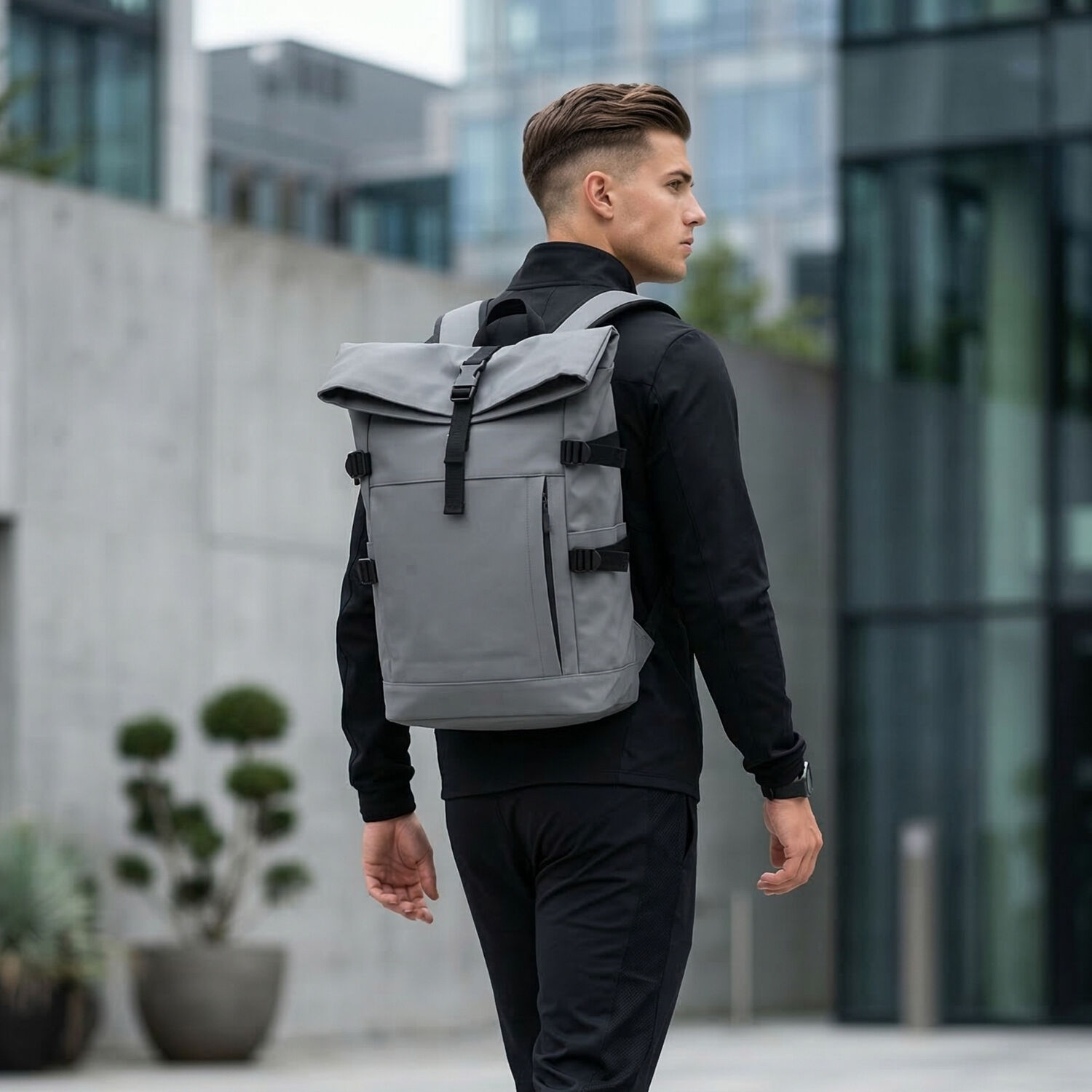 Mochila Urbana Roll Top Impermeable Porta Laptop Apolo image number 2.0