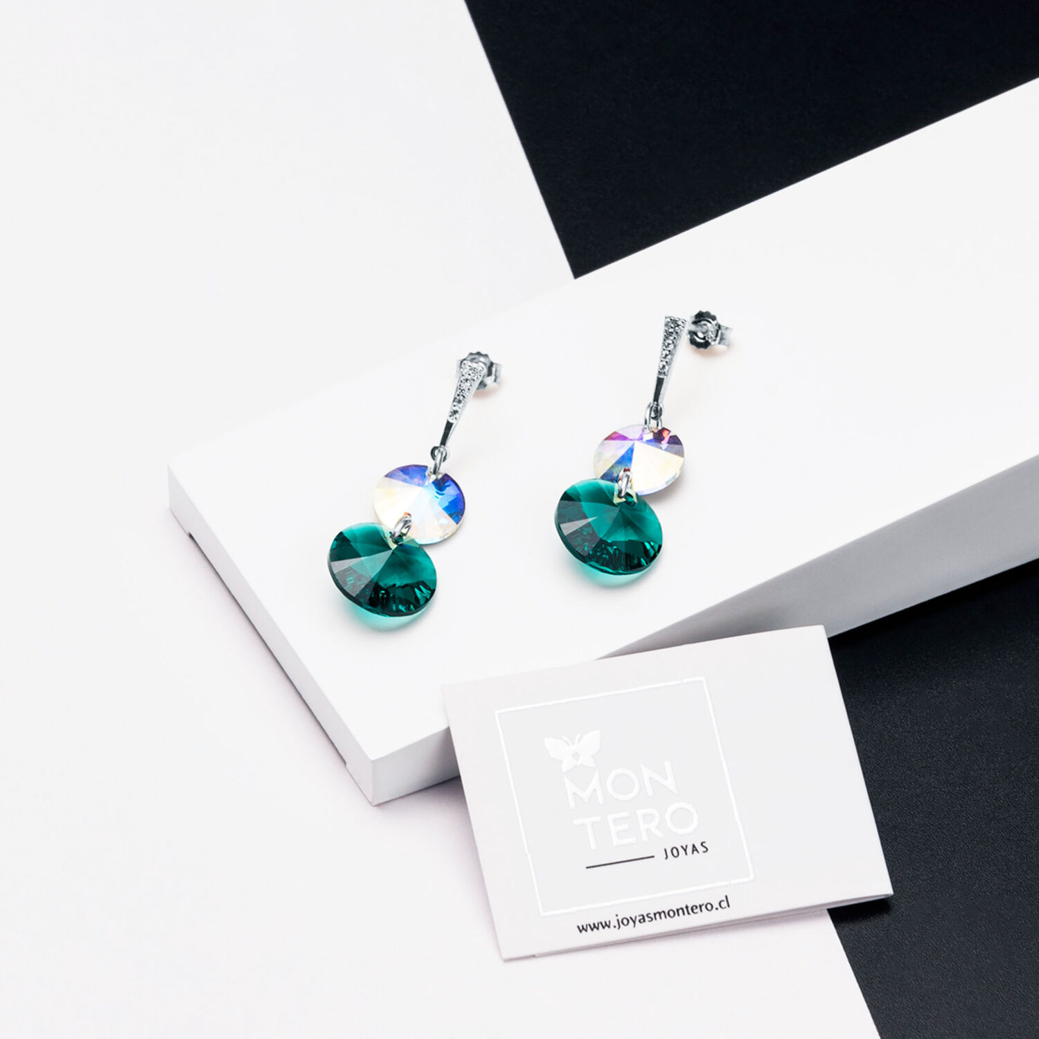 Aros Lourdes Cristales Genuinos Emerald image number 1.0