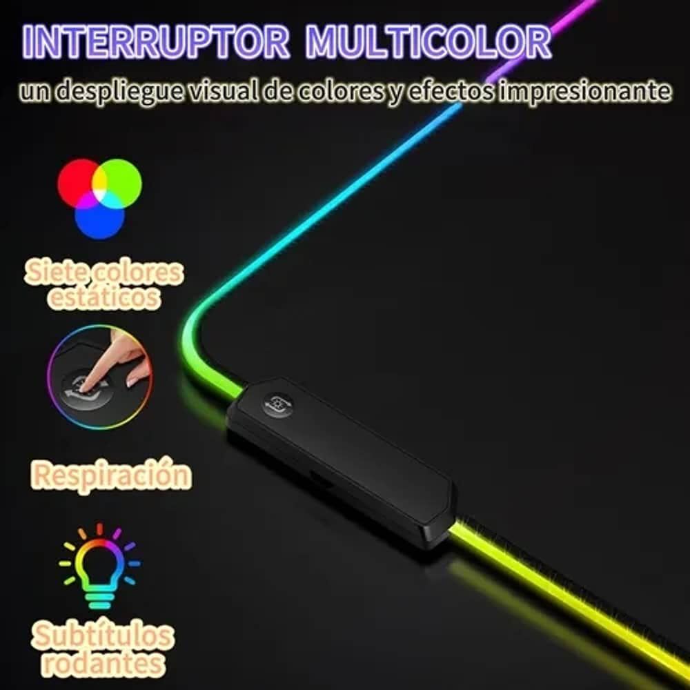Alfombrilla Mousepad 30x80 Con Luz Led Rgb Antideslizante image number 2.0
