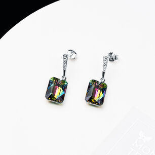 Aros Estefania Plata Italiana 925 Y Cristales Genuinos Vitral Medium