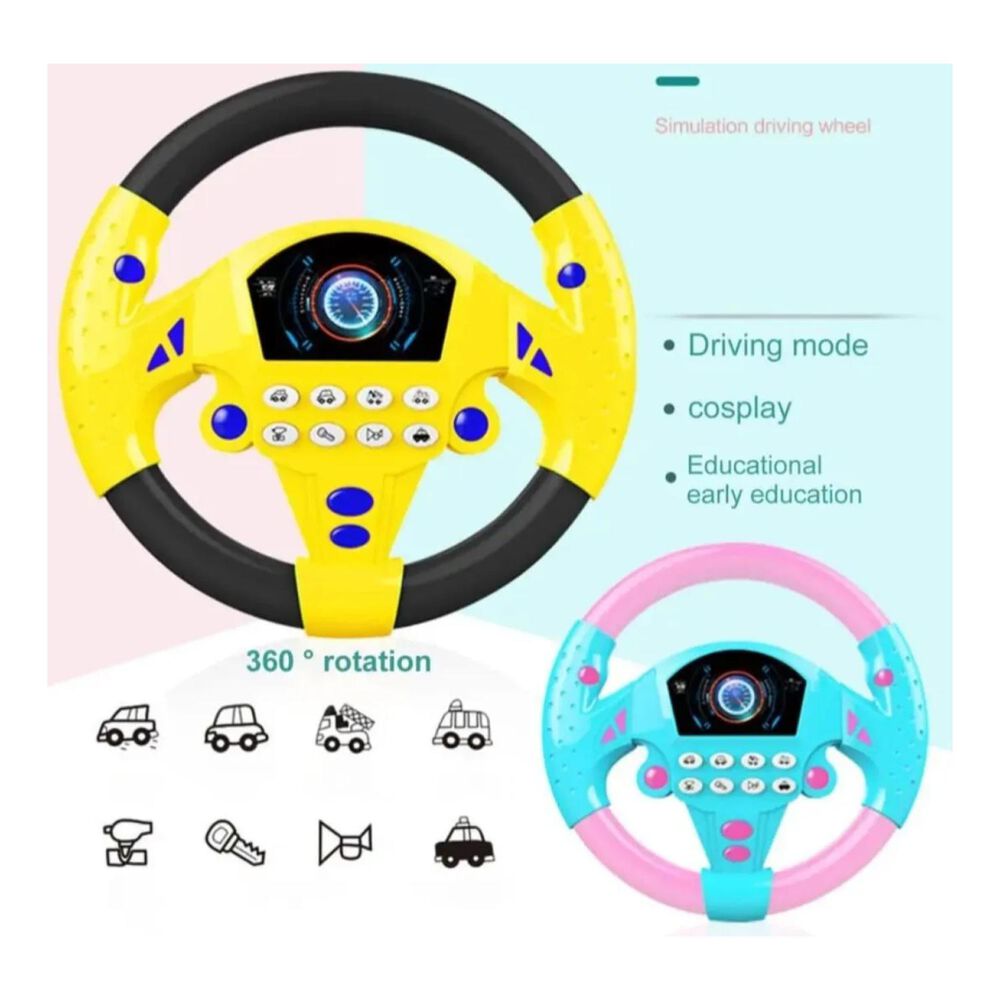 Juguete Volante Simulador De Auto Para Niños Rosado image number 2.0