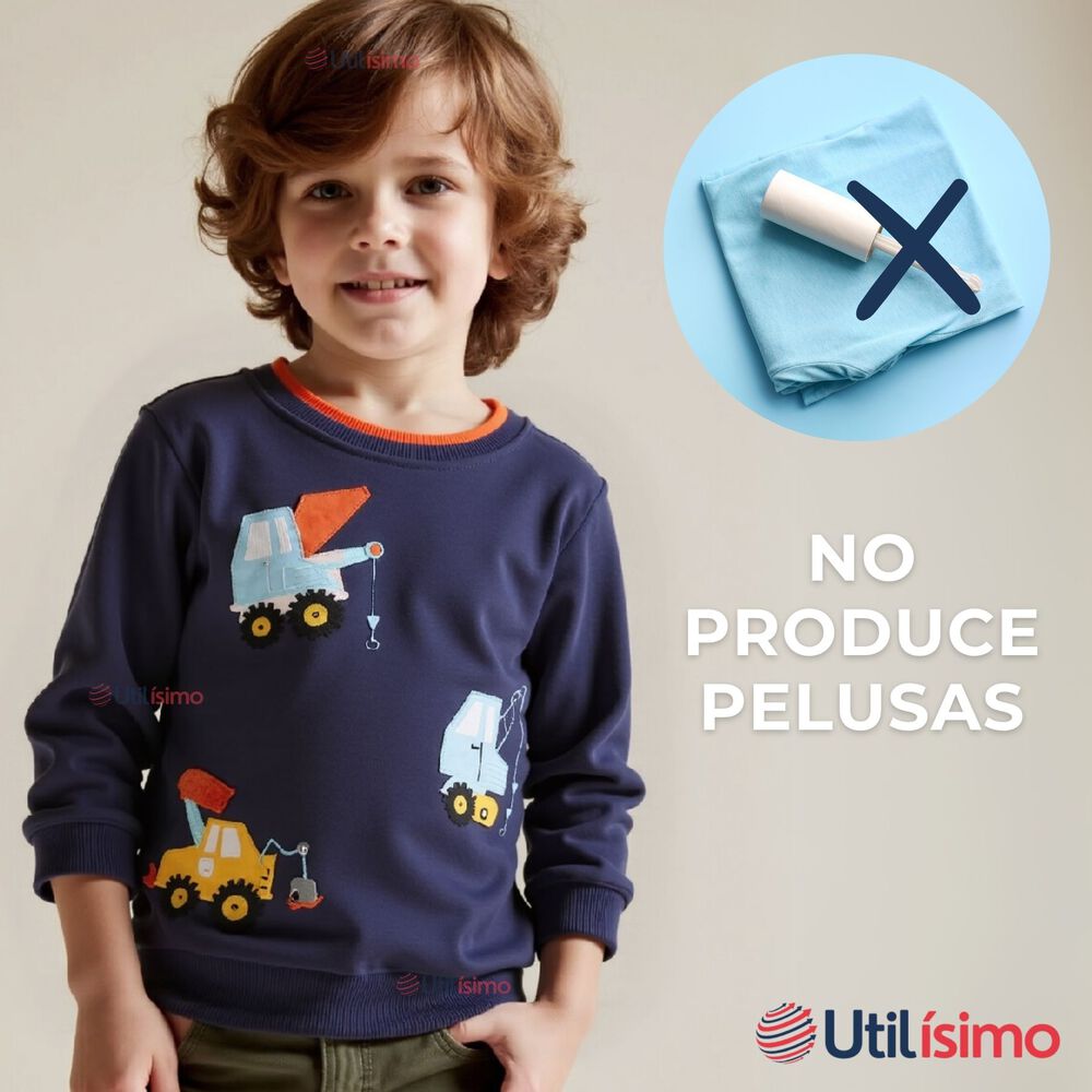 Poler&oacute;n Ni&ntilde;o Manga Larga 100% Algod&oacute;n Azul Gruas image number 6.0