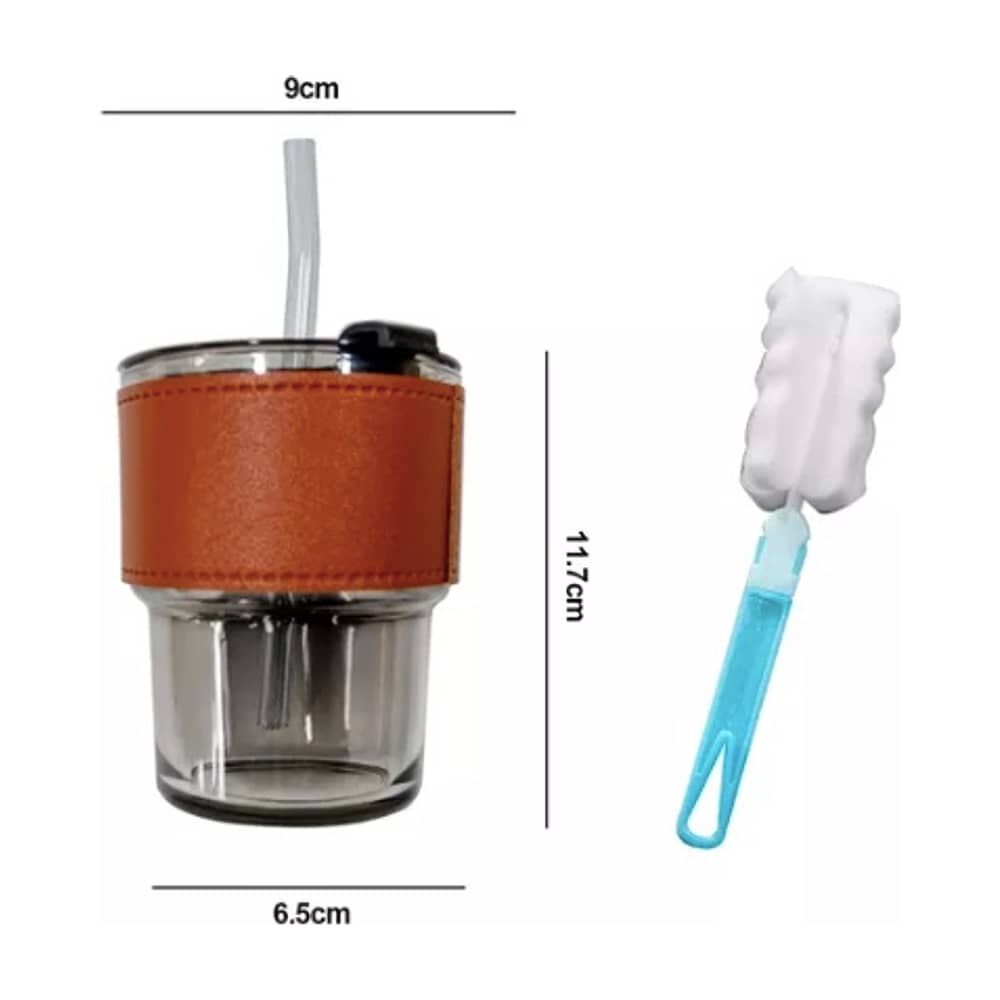 Taza De Vidrio Con Bombilla Transparente Y Cepillo Limpieza image number 1.0