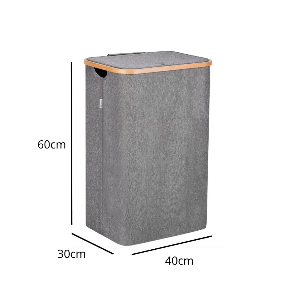 Cesta De Ropa Con Tapa 60cm Para Lavanderia Gris image number 2.0