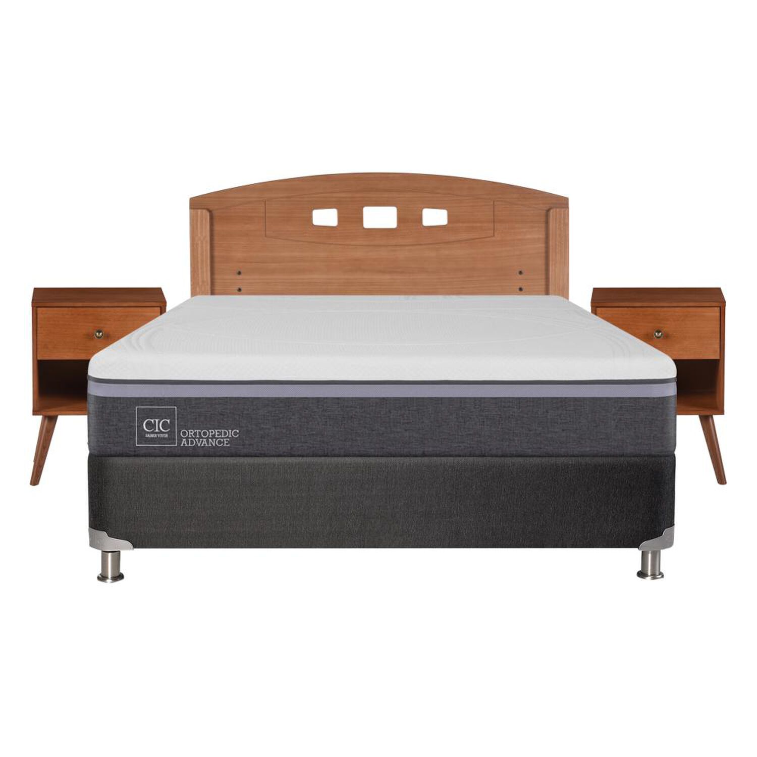 Box Spring Cic Ortopedic / 2 Plazas / Base Normal + Set De Maderas image number 0.0