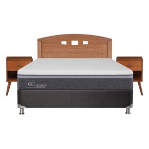 Box Spring Cic Ortopedic / 2 Plazas / Base Normal + Set De Maderas