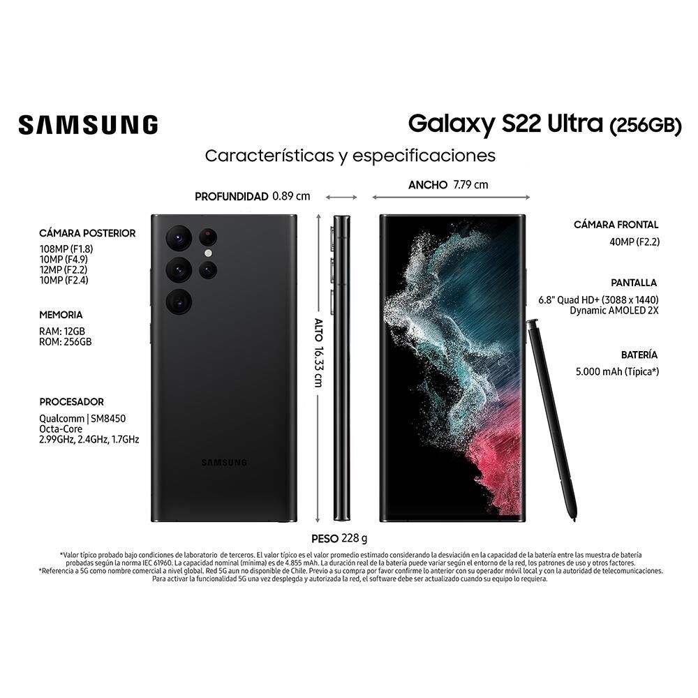 Smartphone Samsung Galaxy S22 Ultra / 5G / 256 GB / Liberado image number 1.0