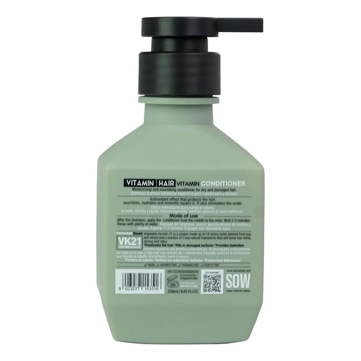 Sow Vitamin Hair Acondicionador Vk21 Nutritivo Cabello Seco 250ml image number 3.0