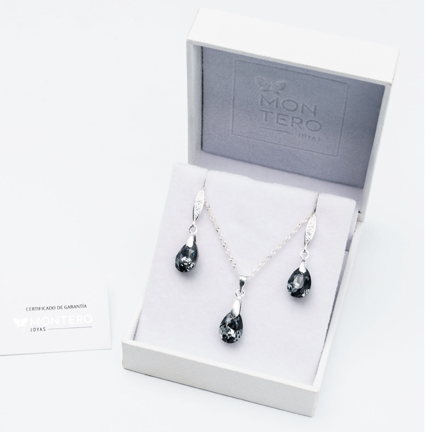 Conjunto Milan Cristal Genuino Silver Night image number 2.0