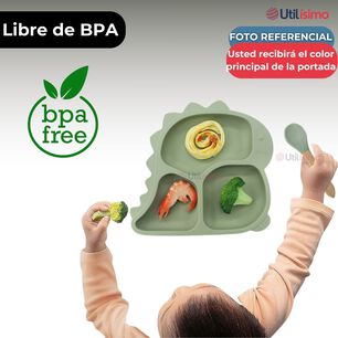 Set Alimentaci&oacute;n Silicona Beb&eacute; 5 Piezaslibrebpa Color Gris