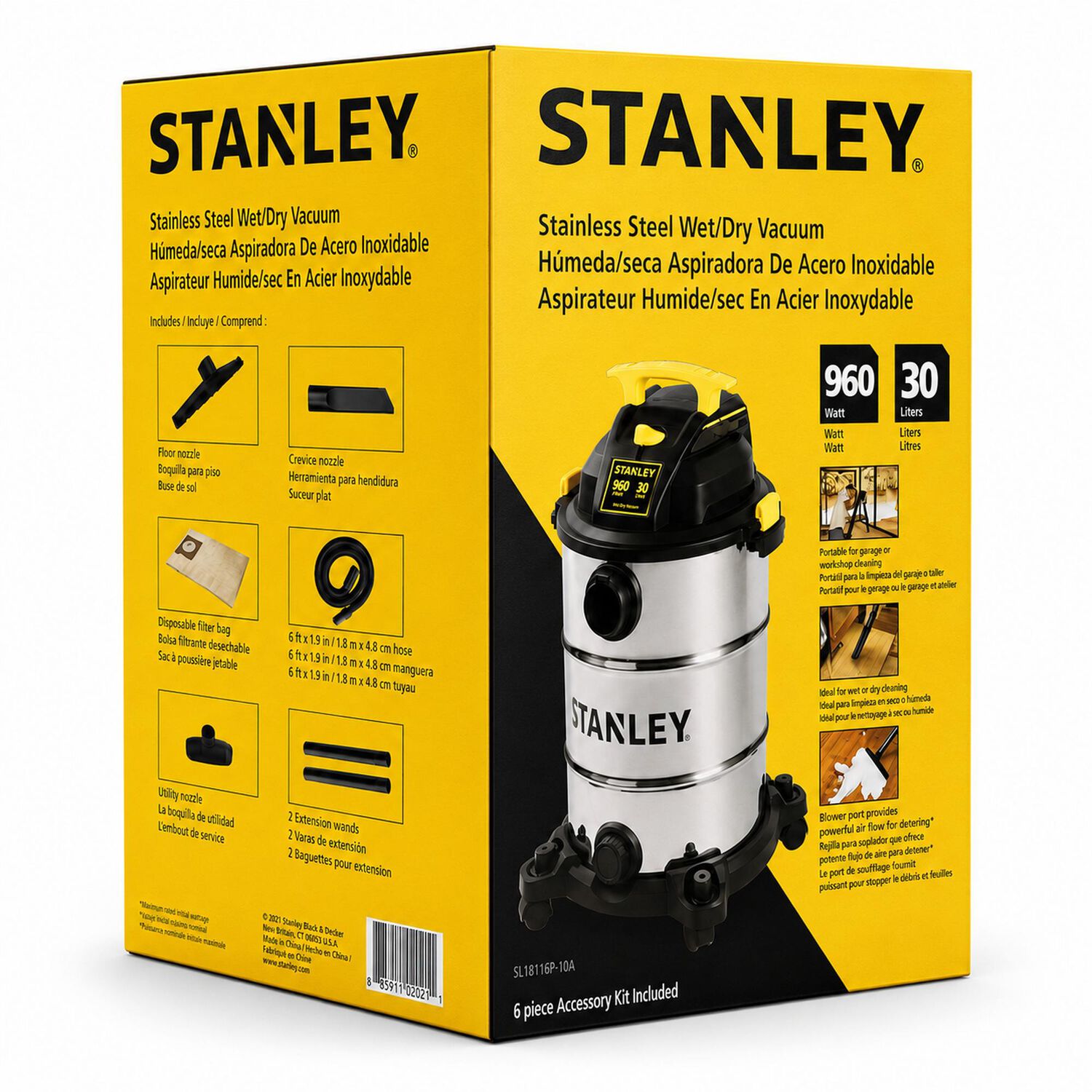 Aspiradora Profesional Stanley 30lt Polvo & Agua Sl19117 image number 10.0