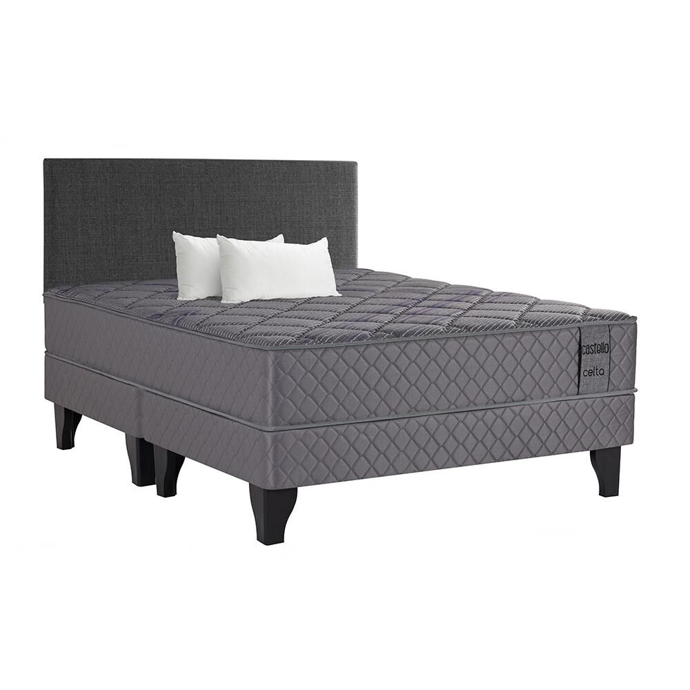 Cama Europea Celta Castello / 2 Plazas / Base Dividida + Respaldo + Almohadas image number 0.0