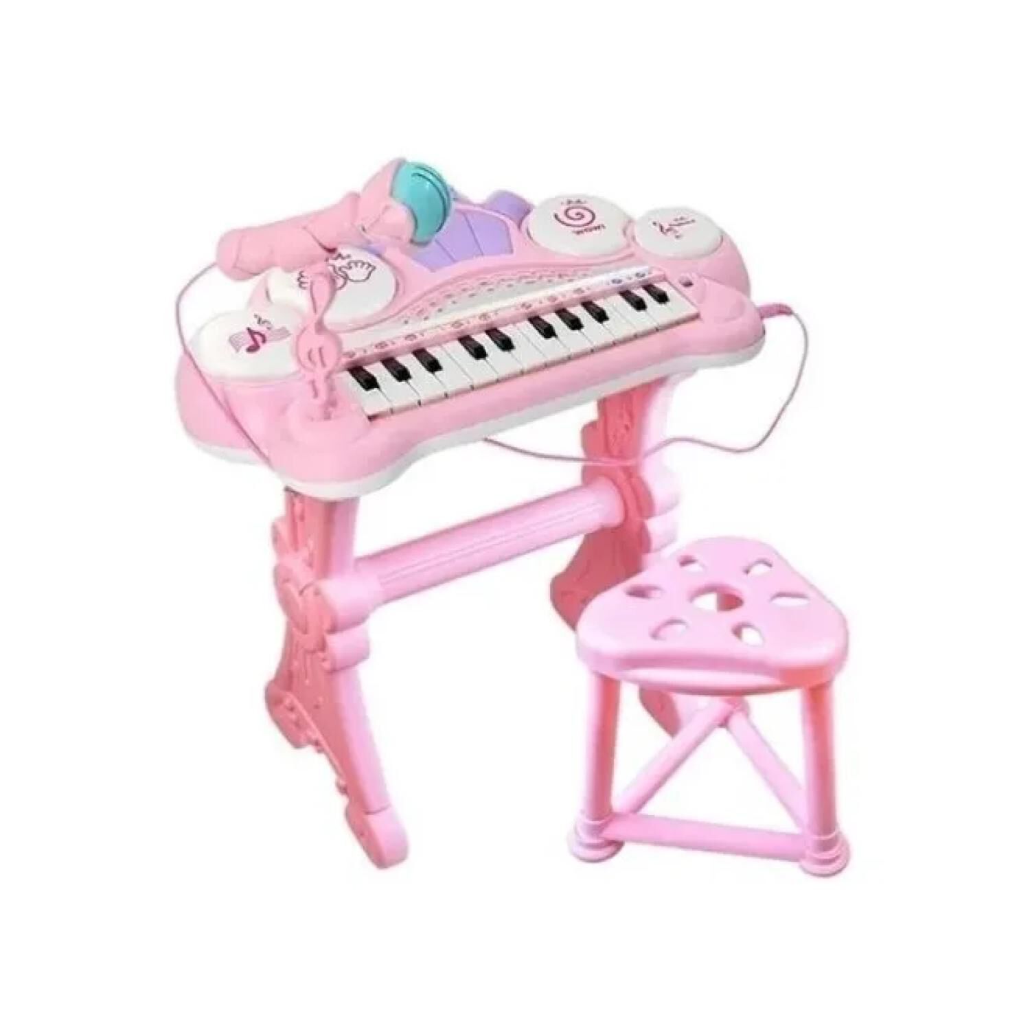 Juguete Teclado Piano Musical Con Microfono Rosado Infantil image number 0.0