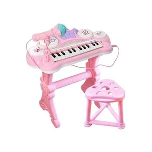 Juguete Teclado Piano Musical Con Microfono Rosado Infantil