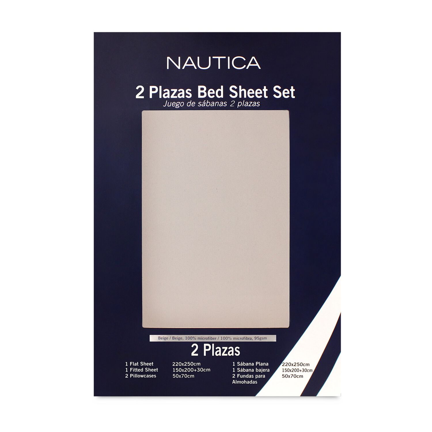 Juego De S&aacute;banas Nautica 4 Piezas Microfibra 2 Plazas Caf&eacute; image number 3.0