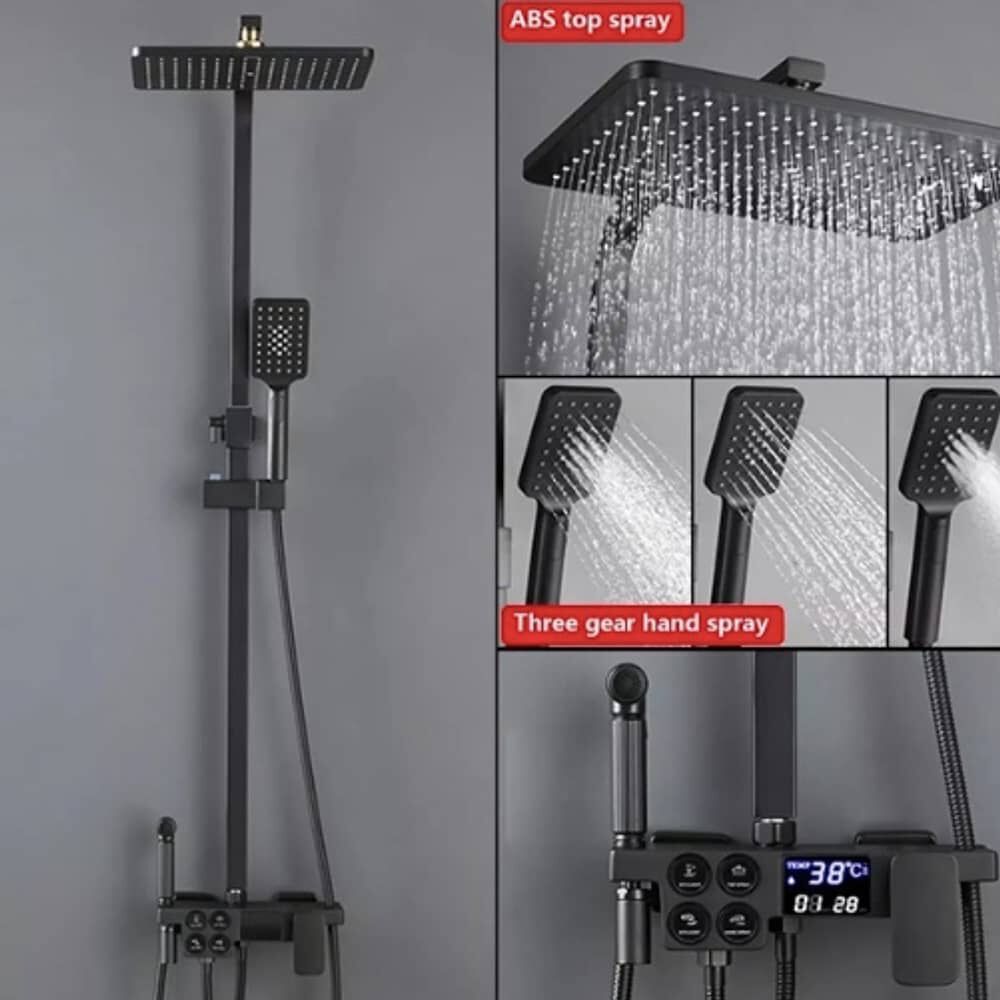 Columna De Ducha Negro Mate Multi-funciones Con Pantalla image number 1.0