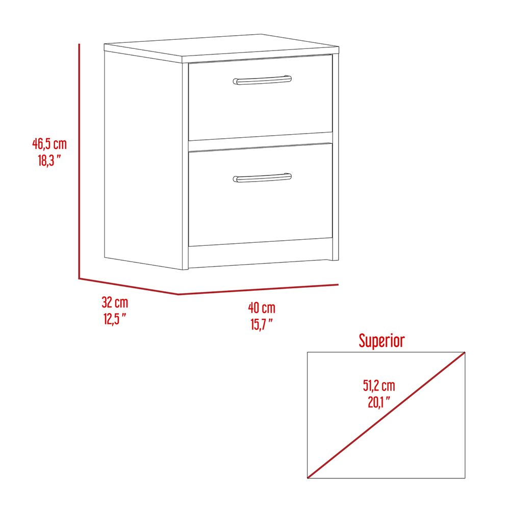 Velador 2 Cajones Fm-022b - Blanco image number 6.0