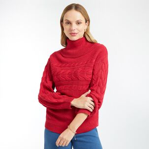 Sweater Regular Cuello Alto Tortuga Mujer Kimera