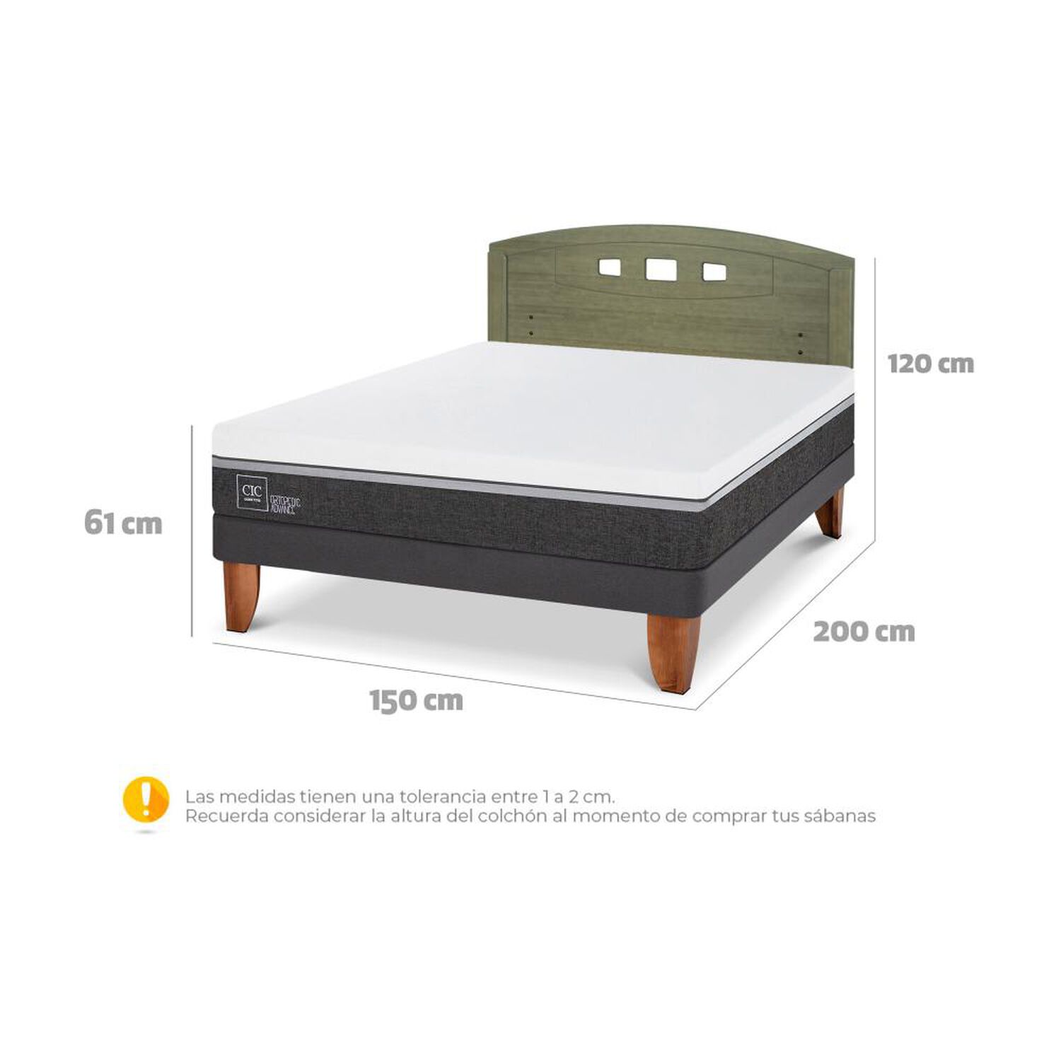 Cama Europea Cic Ortopedic Advance / 2 Plazas / Base Normal + Respaldo image number 6.0