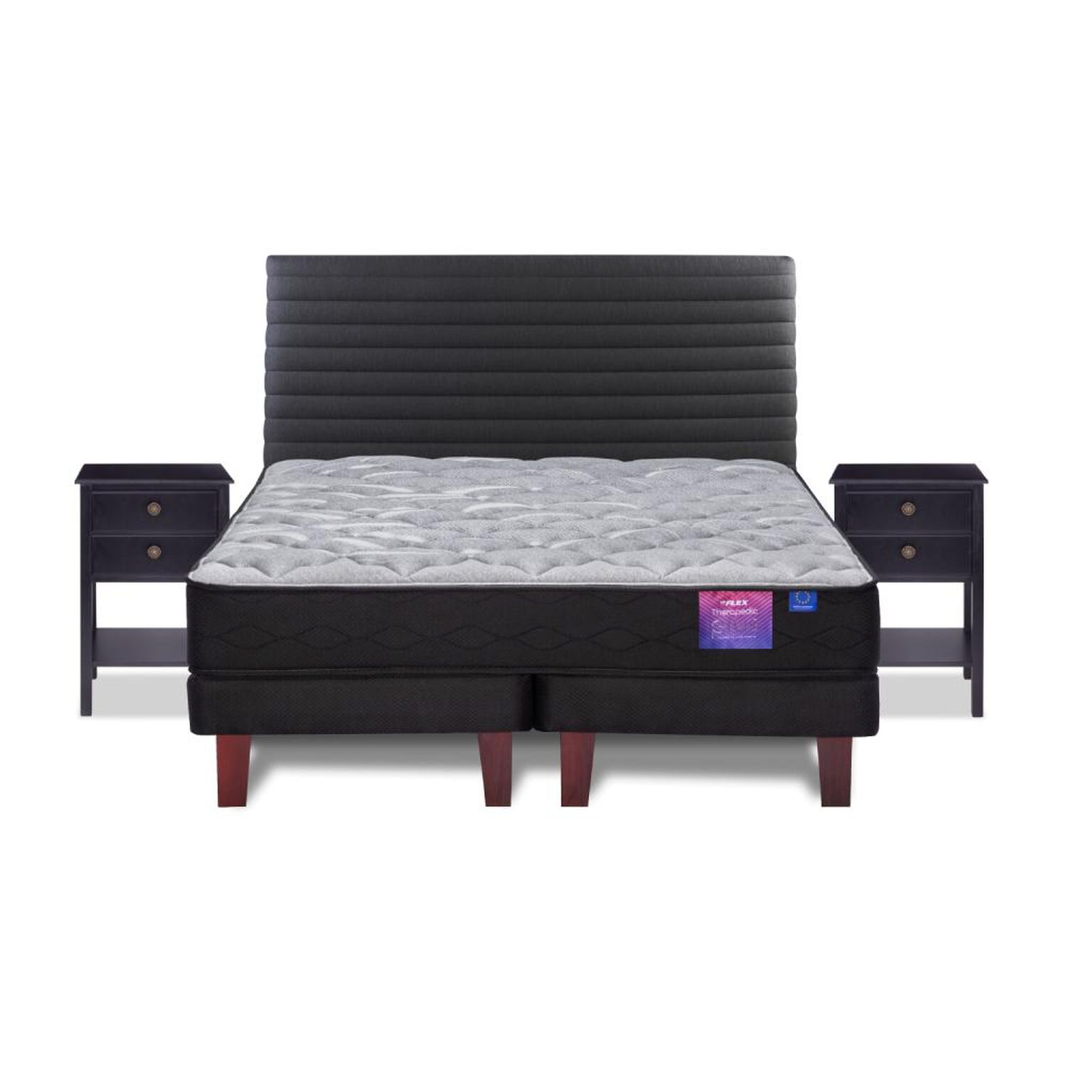 Cama Europea Flex Therapedic Plus / 2 Plazas / Base Dividida + Set De Maderas image number 1.0