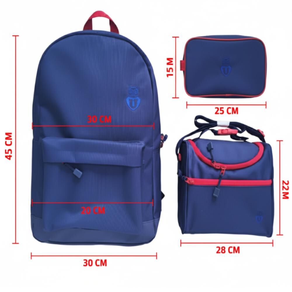 Set Escolar 3 En 1 Azul Mochila, Lonchera, Estuche Titanio image number 3.0