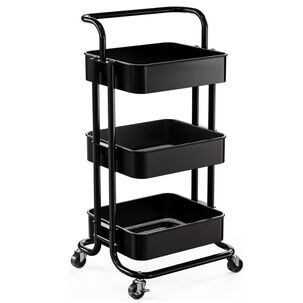 Carrito De Almacenamiento Organizador 3 Niveles Con Ruedas Color Negro