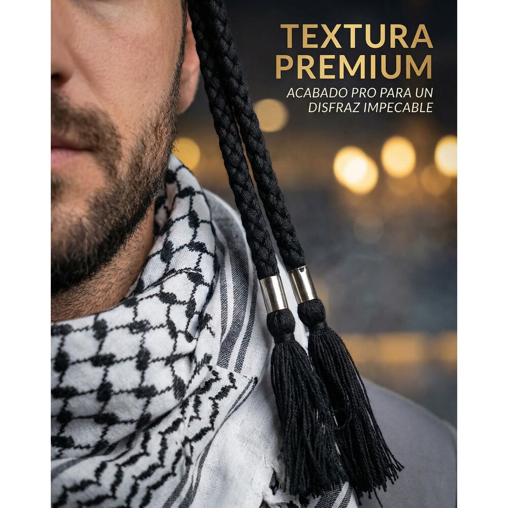 Pa&ntilde;uelo &Aacute;rabe Keffiyeh Con Cintillo Agal Tradicional Disfraz image number 4.0