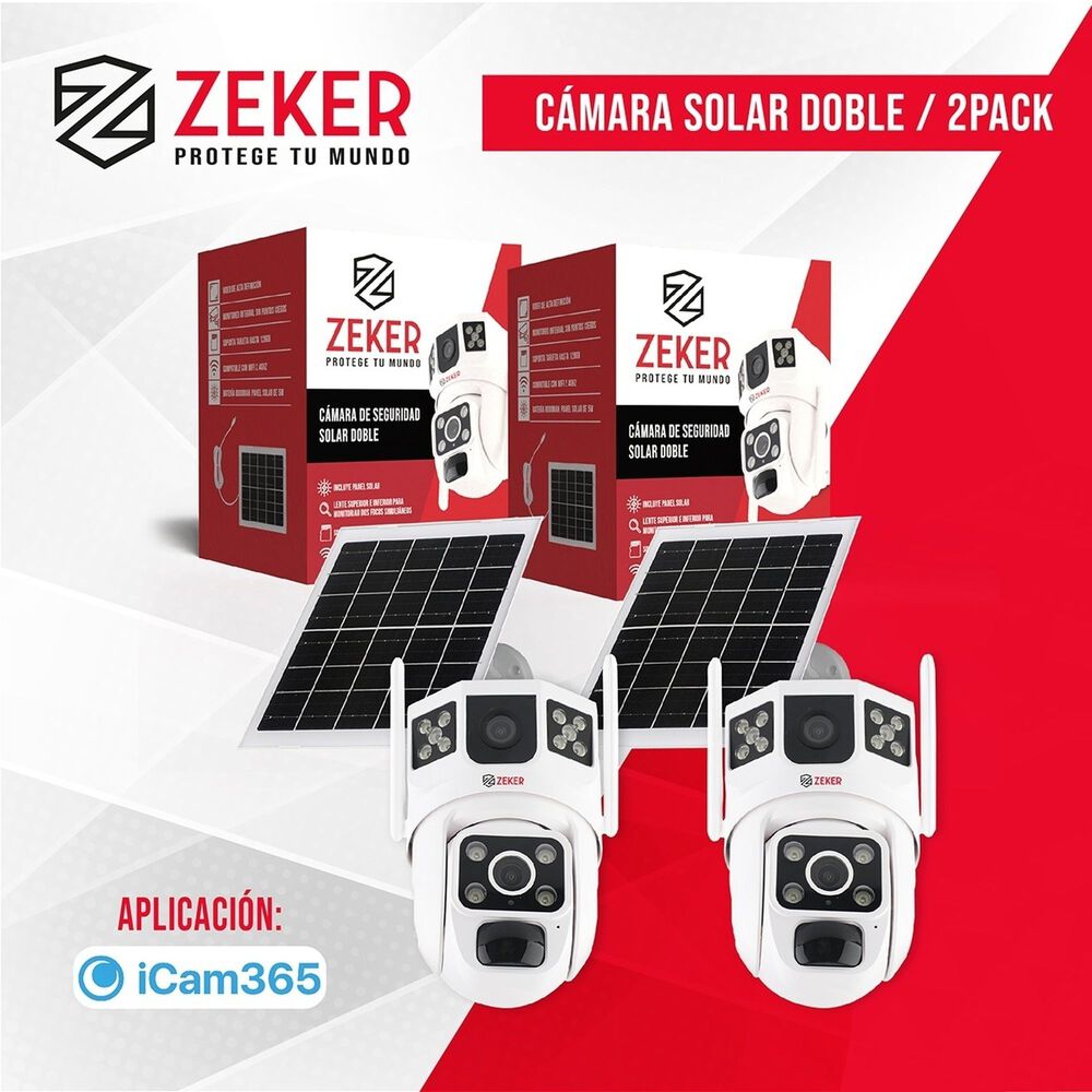 Camara De Seguridad Solar Vigilancia Doble Zeker 3mp Pack X2 image number 7.0