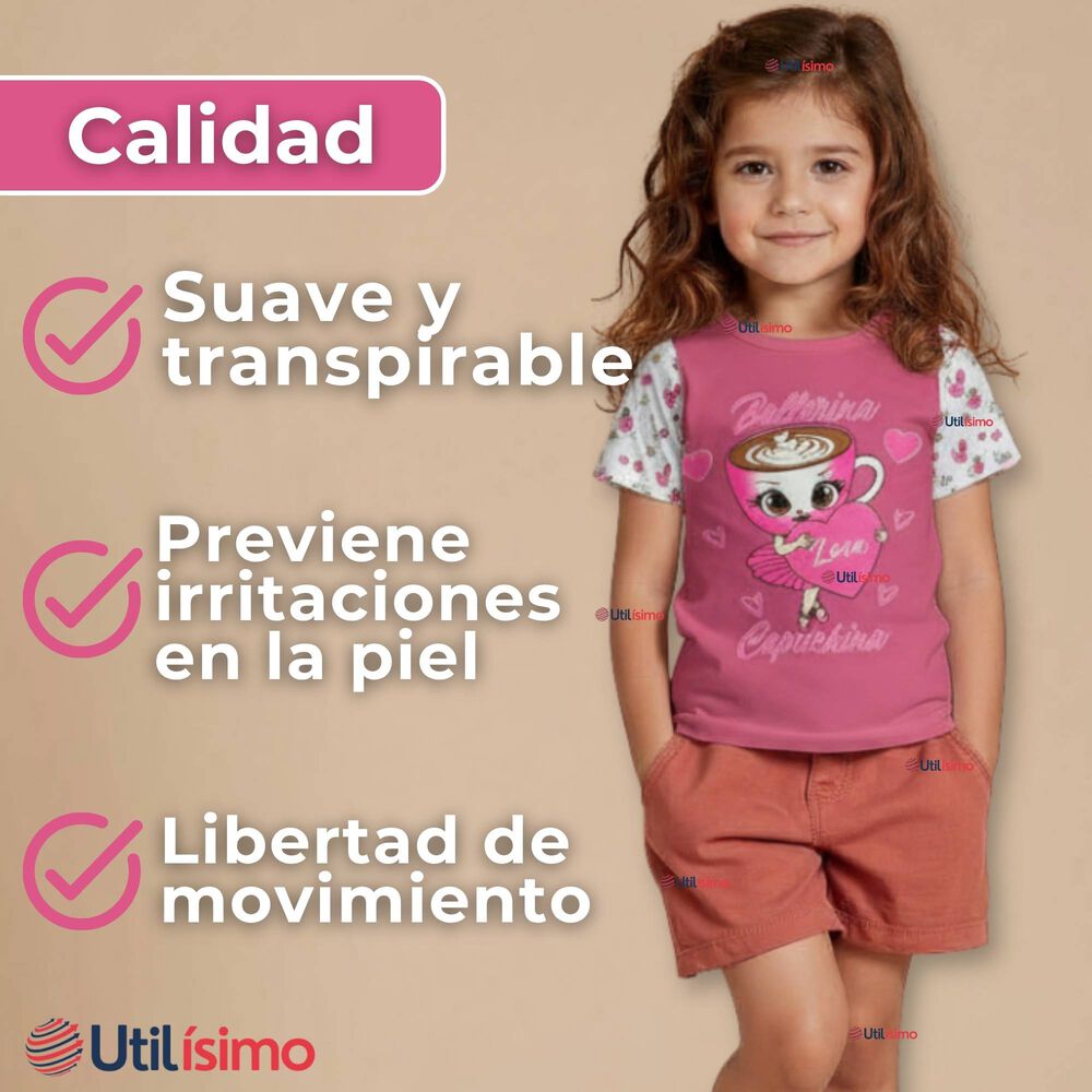 Polera Brainrots 100% Algod&oacute;n Manga Corta Ni&ntilde;a Tralalero Rosado Oscuro image number 4.0