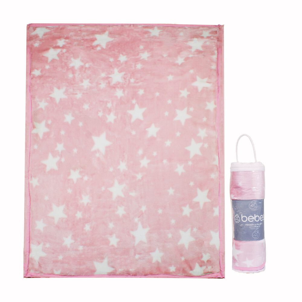 Frazada Ultra Soft Estrella 80x110cm Rosado Bebesit image number 4.0