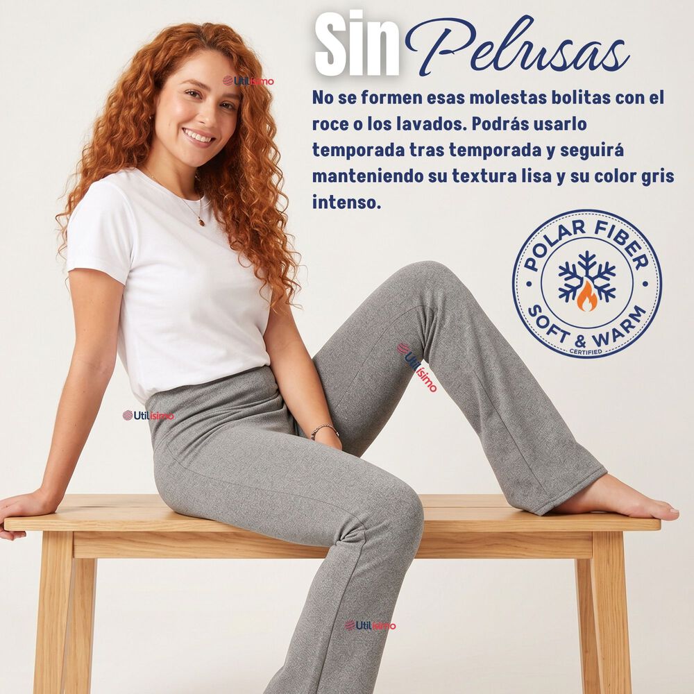 Calza Polar Con Chiporro Palazzo Mujer Elasticada T&eacute;rmica Gris Melange image number 8.0