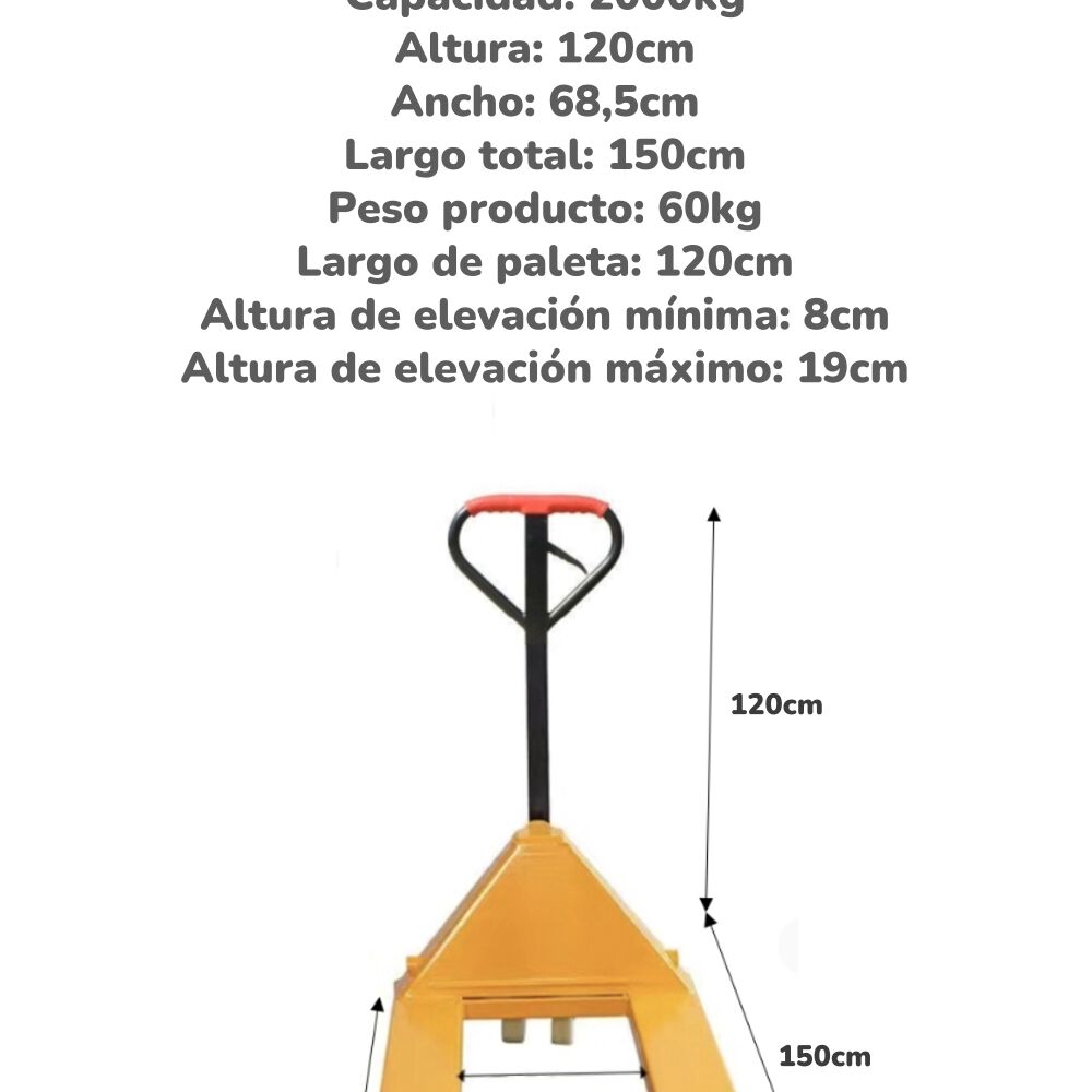 Transpaleta Manual 2000 Kg 550mm By Lubabycas image number 4.0