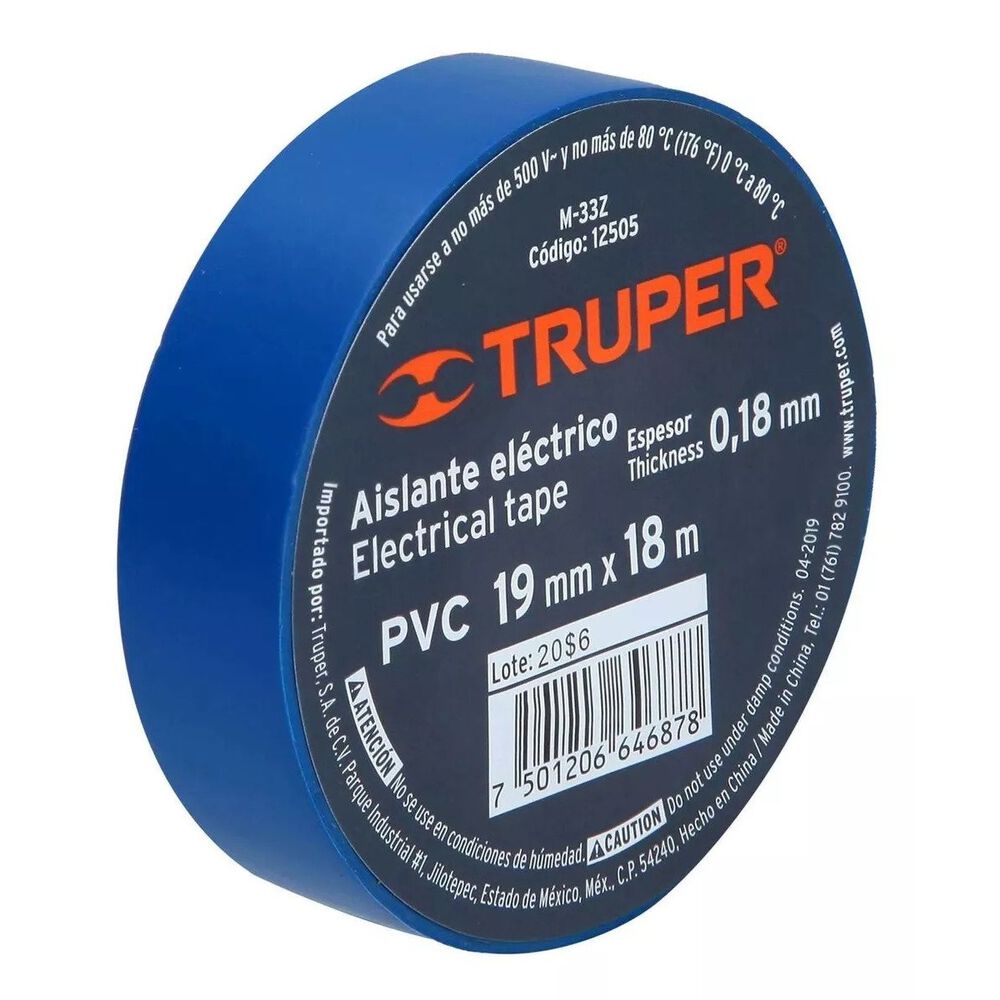 Huincha Aisladora 18mts Azul - Truper image number 0.0