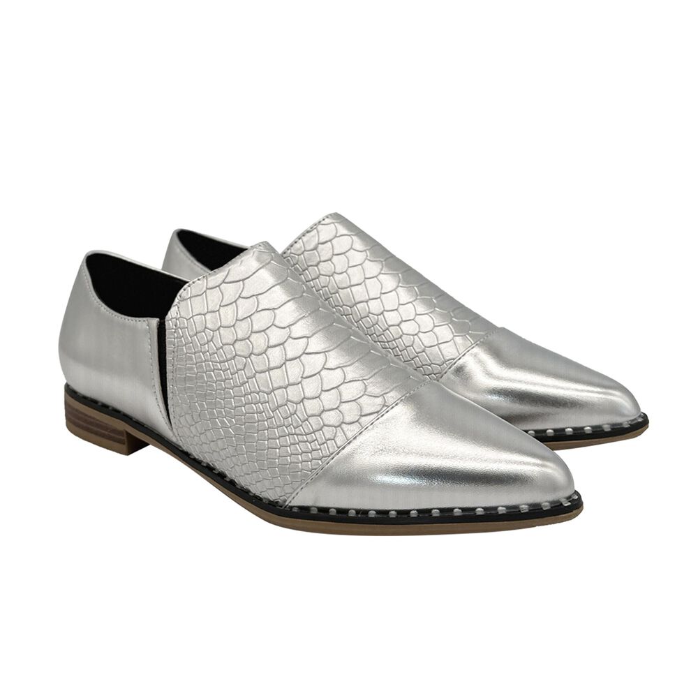 Zapato Para Mujer Croco Plateado Danicolle image number 2.0