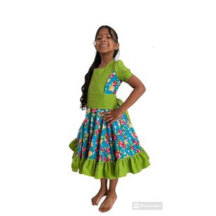 Vestido De Huasa Ni&ntilde;a Talla 8 Turquesa