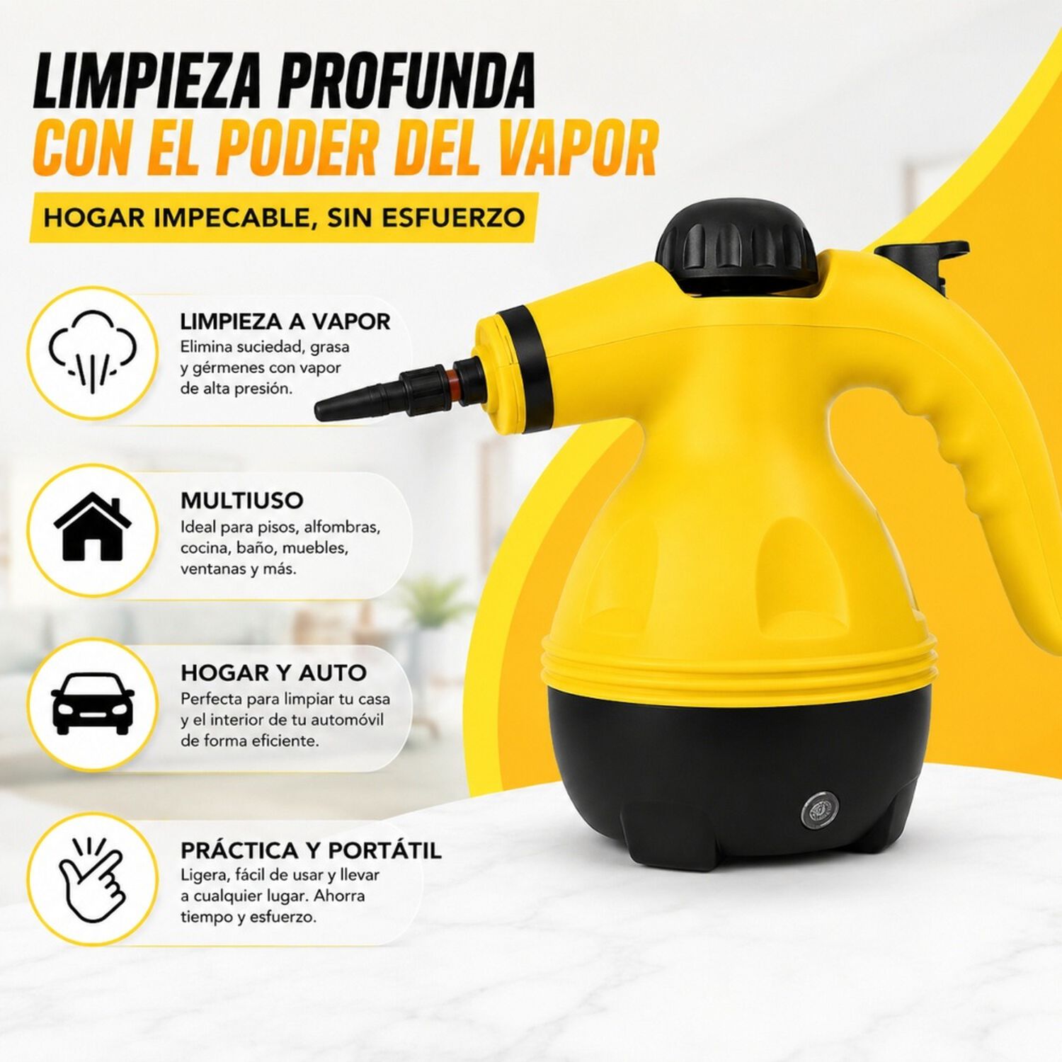 Mopa Vapor Maquina Lava Alfombras Limpiadora Vapor Auto Casa image number 5.0